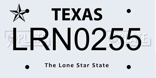 LRN0255 Texas License Plate