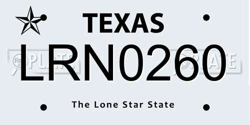 LRN0260 Texas License Plate