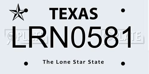 LRN0581 Texas License Plate