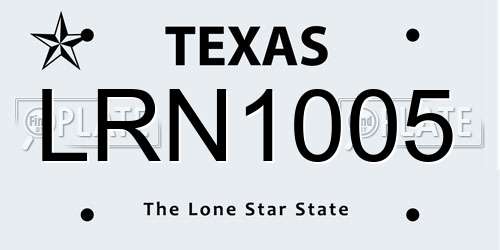 LRN1005 Texas License Plate