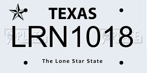 LRN1018 Texas License Plate