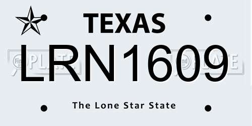 LRN1609 Texas License Plate