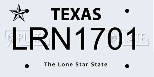 LRN1701 Texas License Plate