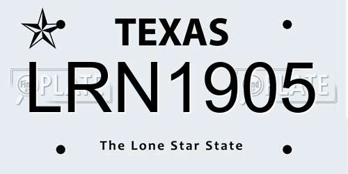 LRN1905 Texas License Plate