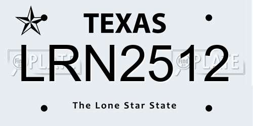 LRN2512 Texas License Plate