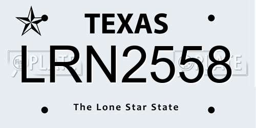 LRN2558 Texas License Plate