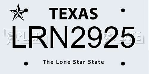 LRN2925 Texas License Plate
