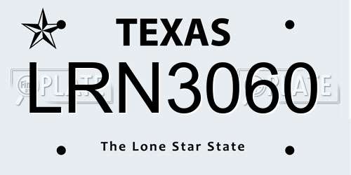 LRN3060 Texas License Plate