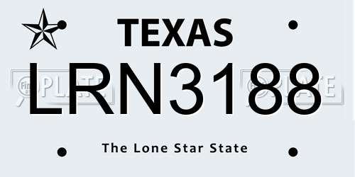 LRN3188 Texas License Plate