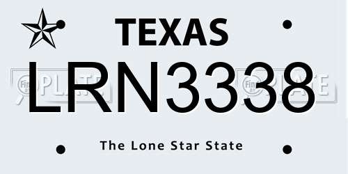 LRN3338 Texas License Plate