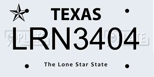 LRN3404 Texas License Plate
