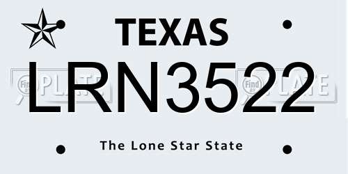 LRN3522 Texas License Plate