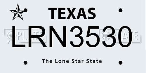 LRN3530 Texas License Plate
