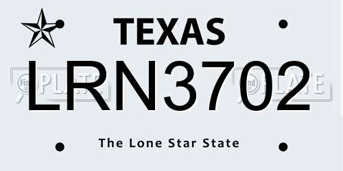 LRN3702 Texas License Plate
