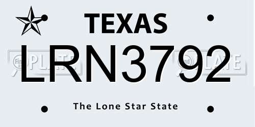 LRN3792 Texas License Plate