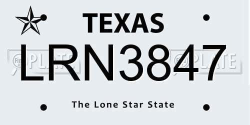 LRN3847 Texas License Plate