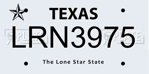 LRN3975 Texas License Plate
