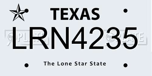 LRN4235 Texas License Plate