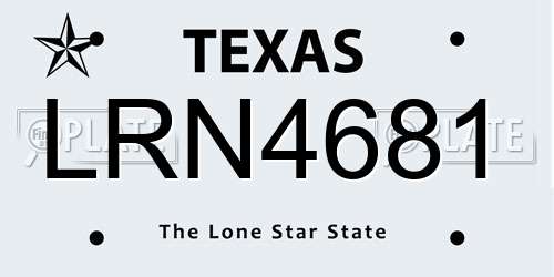 LRN4681 Texas License Plate