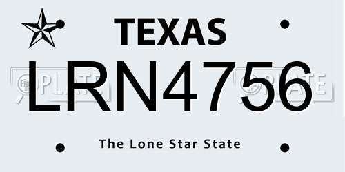 LRN4756 Texas License Plate