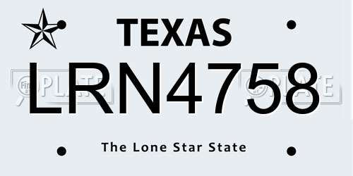 LRN4758 Texas License Plate
