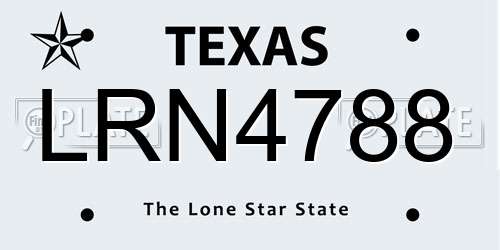 LRN4788 Texas License Plate