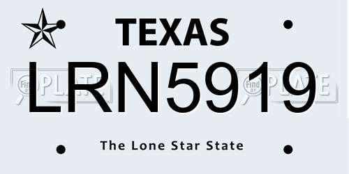 LRN5919 Texas License Plate