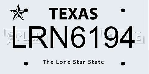 LRN6194 Texas License Plate