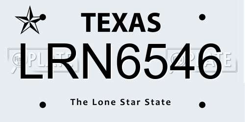 LRN6546 Texas License Plate
