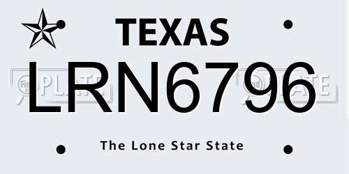 LRN6796 Texas License Plate
