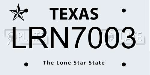LRN7003 Texas License Plate