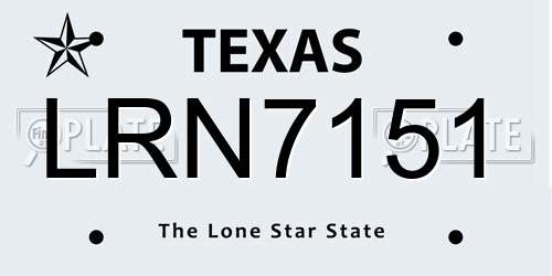 LRN7151 Texas License Plate