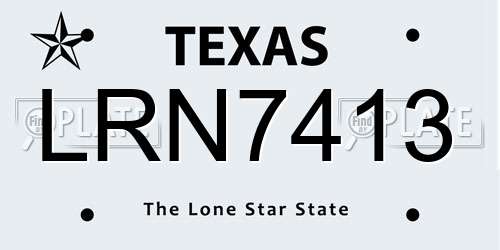 LRN7413 Texas License Plate