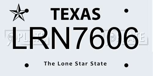 LRN7606 Texas License Plate