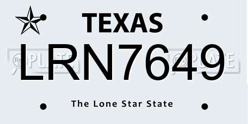 LRN7649 Texas License Plate