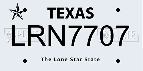LRN7707 Texas License Plate