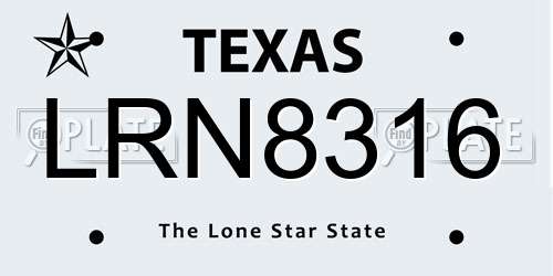 LRN8316 Texas License Plate