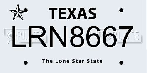 LRN8667 Texas License Plate