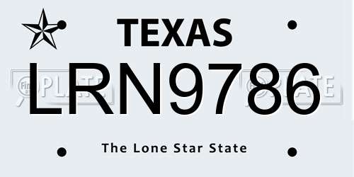 LRN9786 Texas License Plate