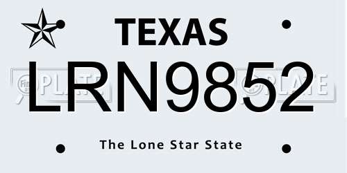 LRN9852 Texas License Plate