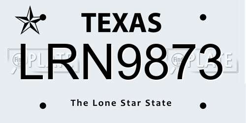 LRN9873 Texas License Plate