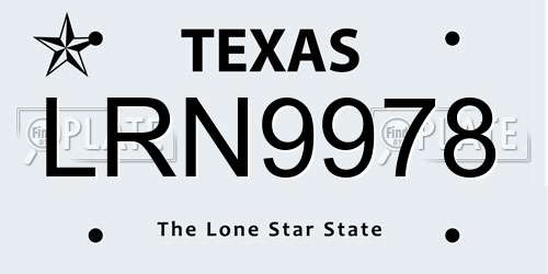 LRN9978 Texas License Plate