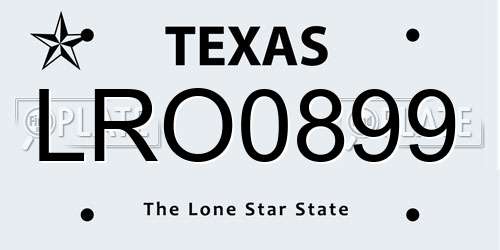 LRO0899 Texas License Plate