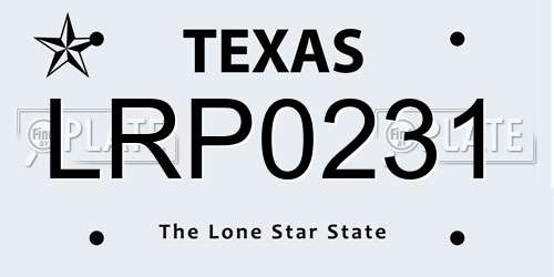 LRP0231 Texas License Plate