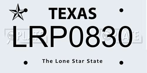 LRP0830 Texas License Plate