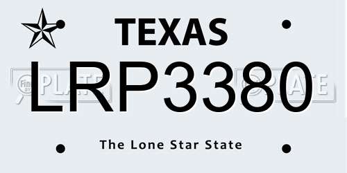 LRP3380 Texas License Plate