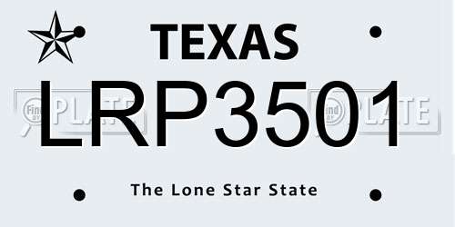 LRP3501 Texas License Plate