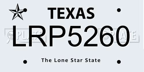 LRP5260 Texas License Plate