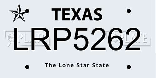 LRP5262 Texas License Plate
