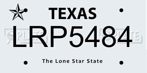 LRP5484 Texas License Plate